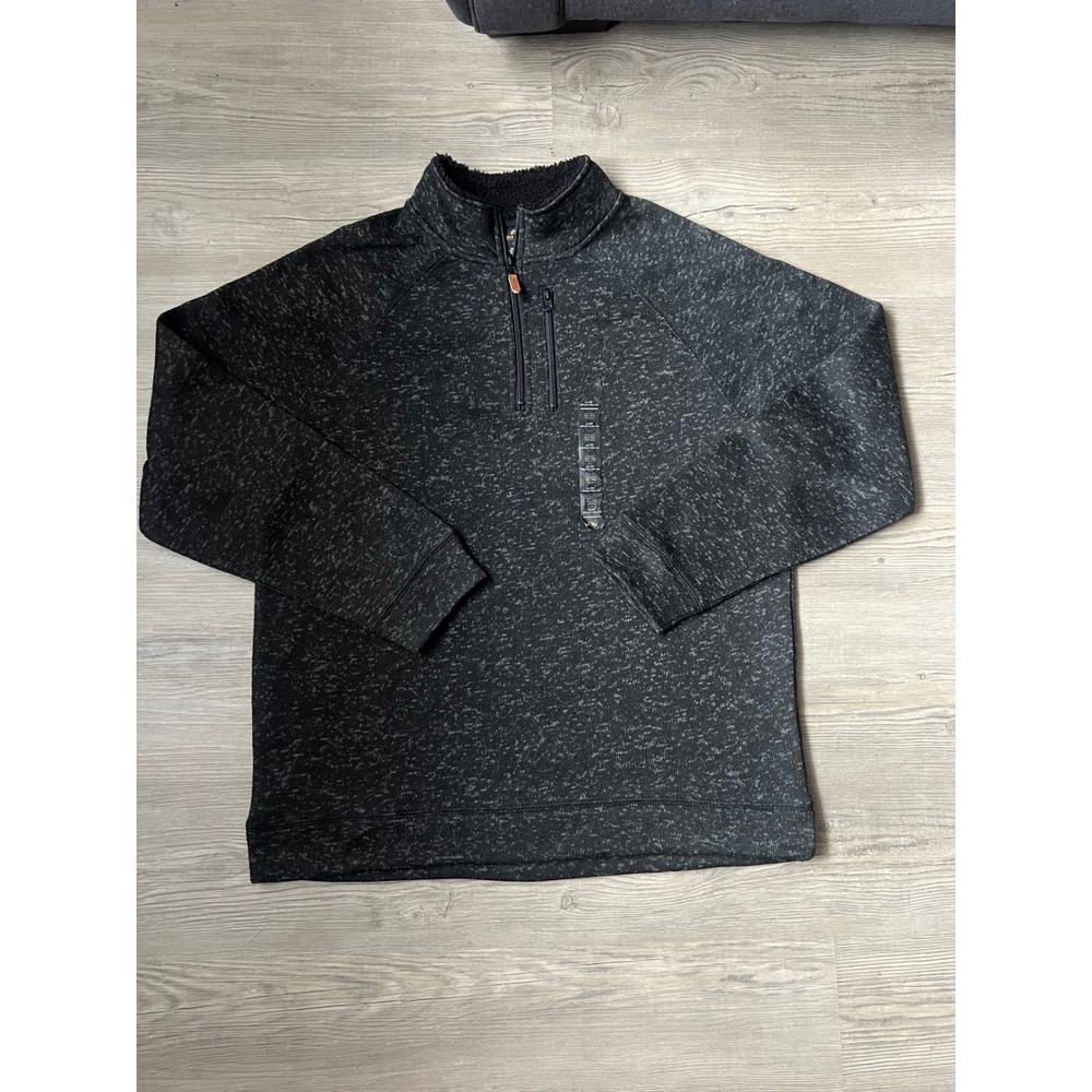 NEW Old River Men's 1/4 Zip Fleece Pullover Sweater Black Size XL